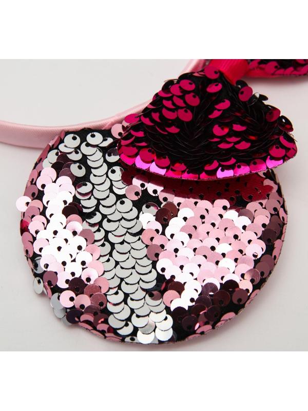 Ободок с паетками Минни Маус, розовый