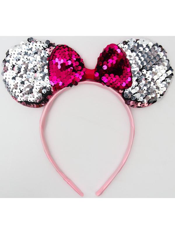 Ободок с паетками Минни Маус, розовый
