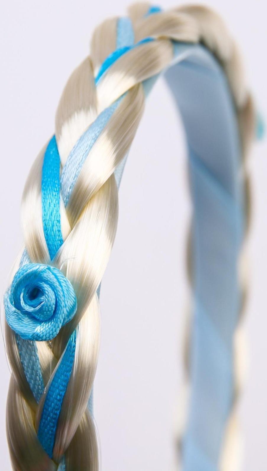 Ободок с косой, голубой