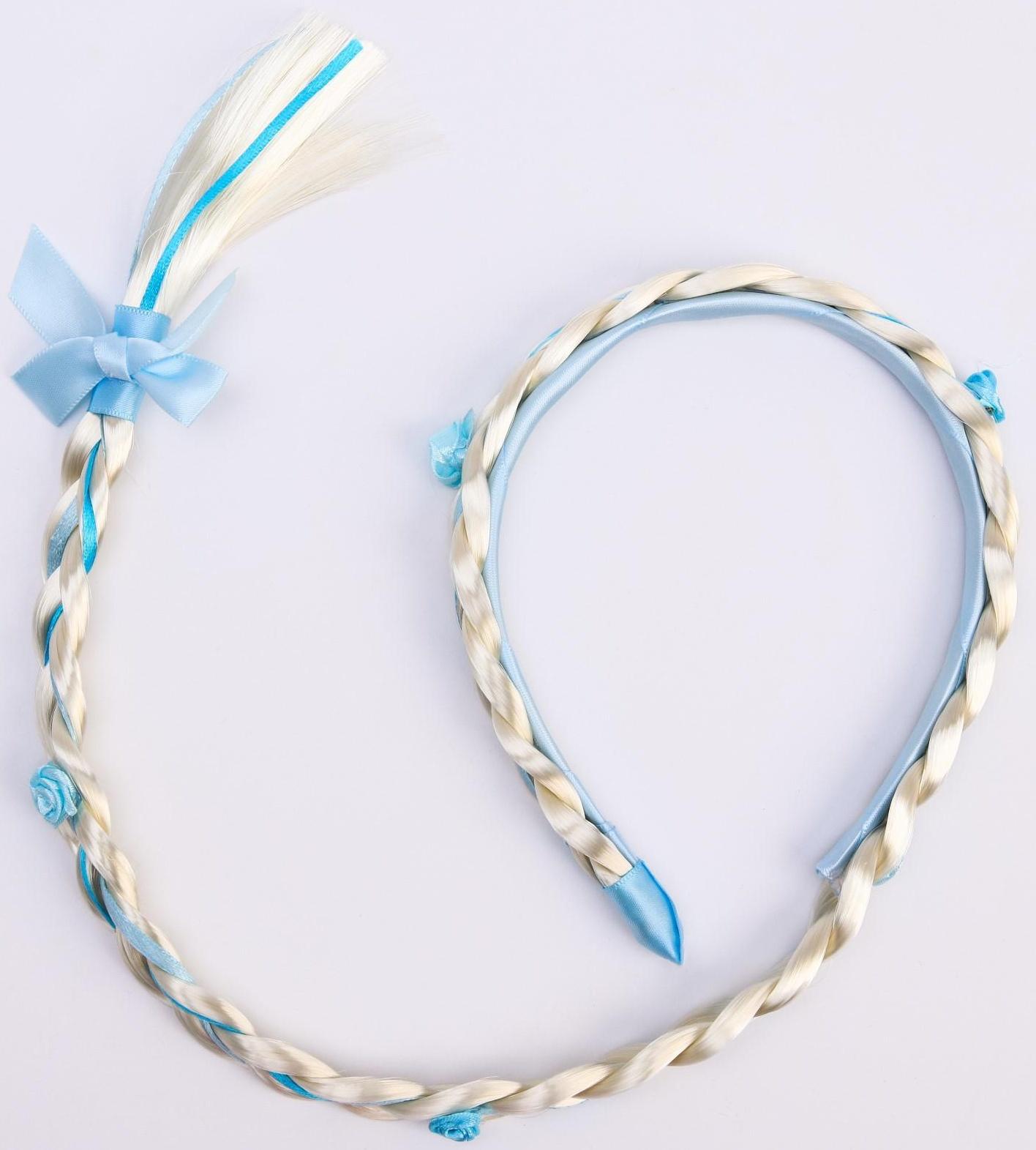 Ободок с косой, голубой