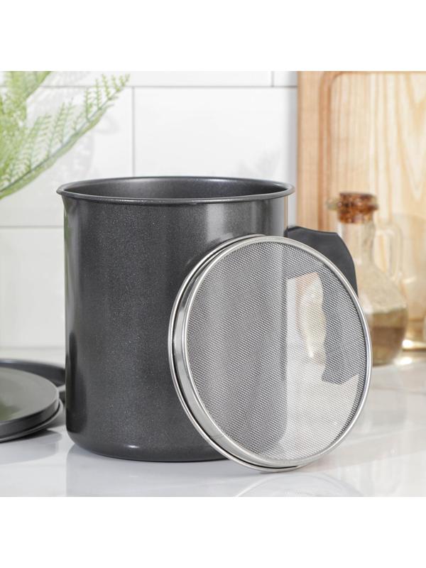 Контейнер для отделения масла и бульона, с ситом 1,7 л, 19×16×17,5 см, антипригарное покрытие