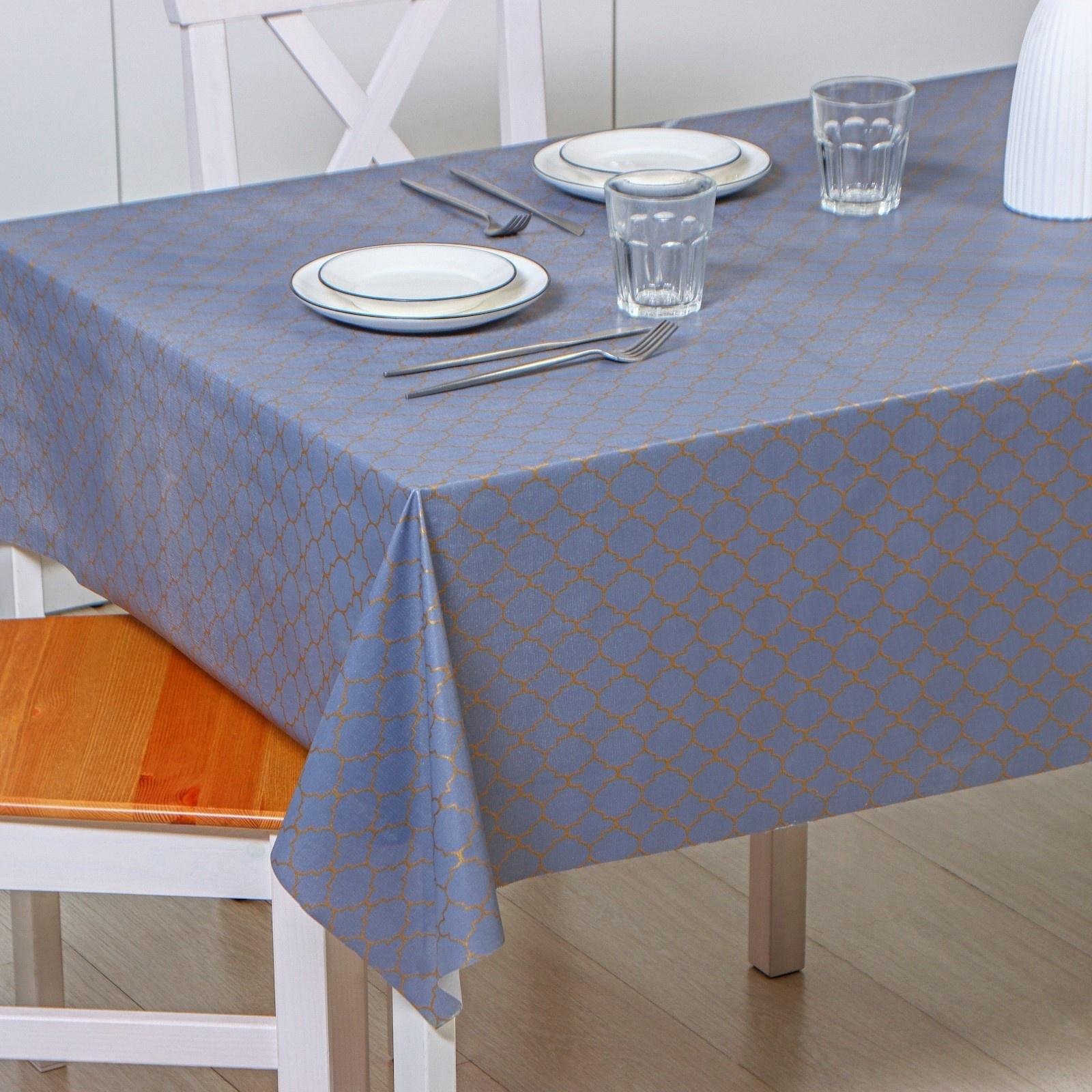 Клеёнка на стол на тканевой основе Доляна «Орнамент», ширина 137 см, рулон 20 м, цвет серый