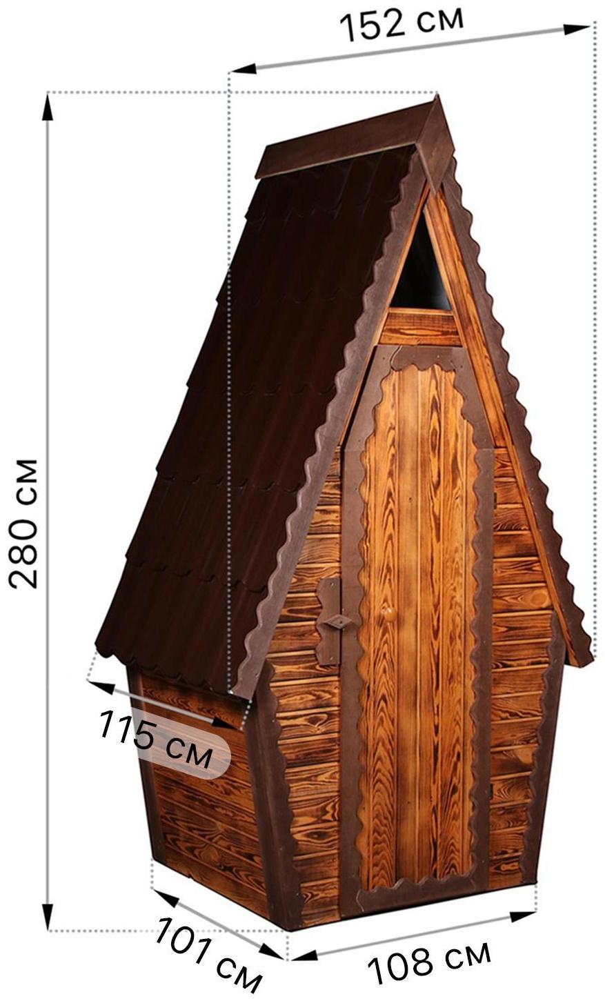Туалет дачный, деревянный, 280 × 152 × 115 см, 1 и 2 - го сорта, «Теремок»