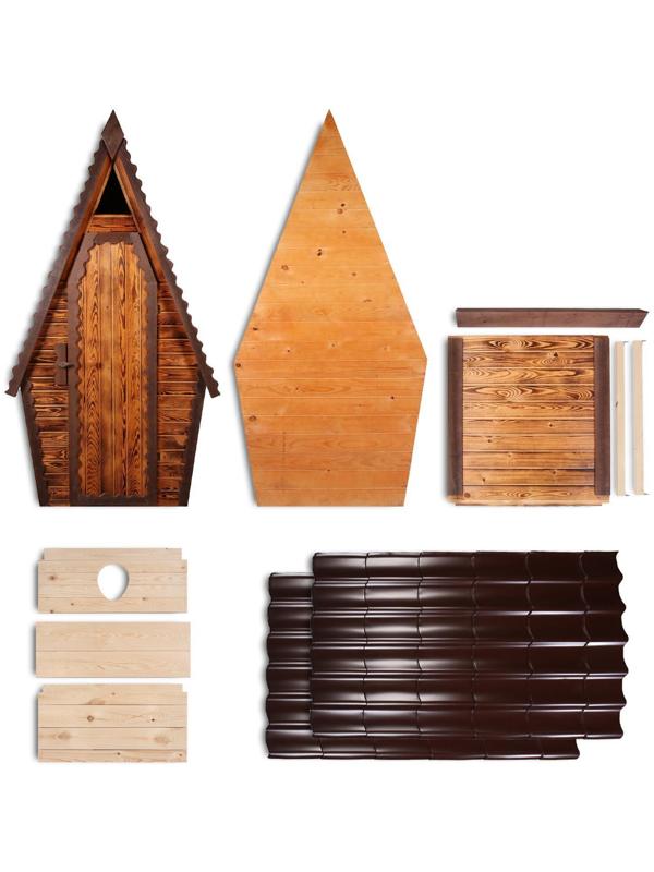 Туалет дачный, деревянный, 280 × 152 × 115 см, 1 и 2 - го сорта, «Теремок»