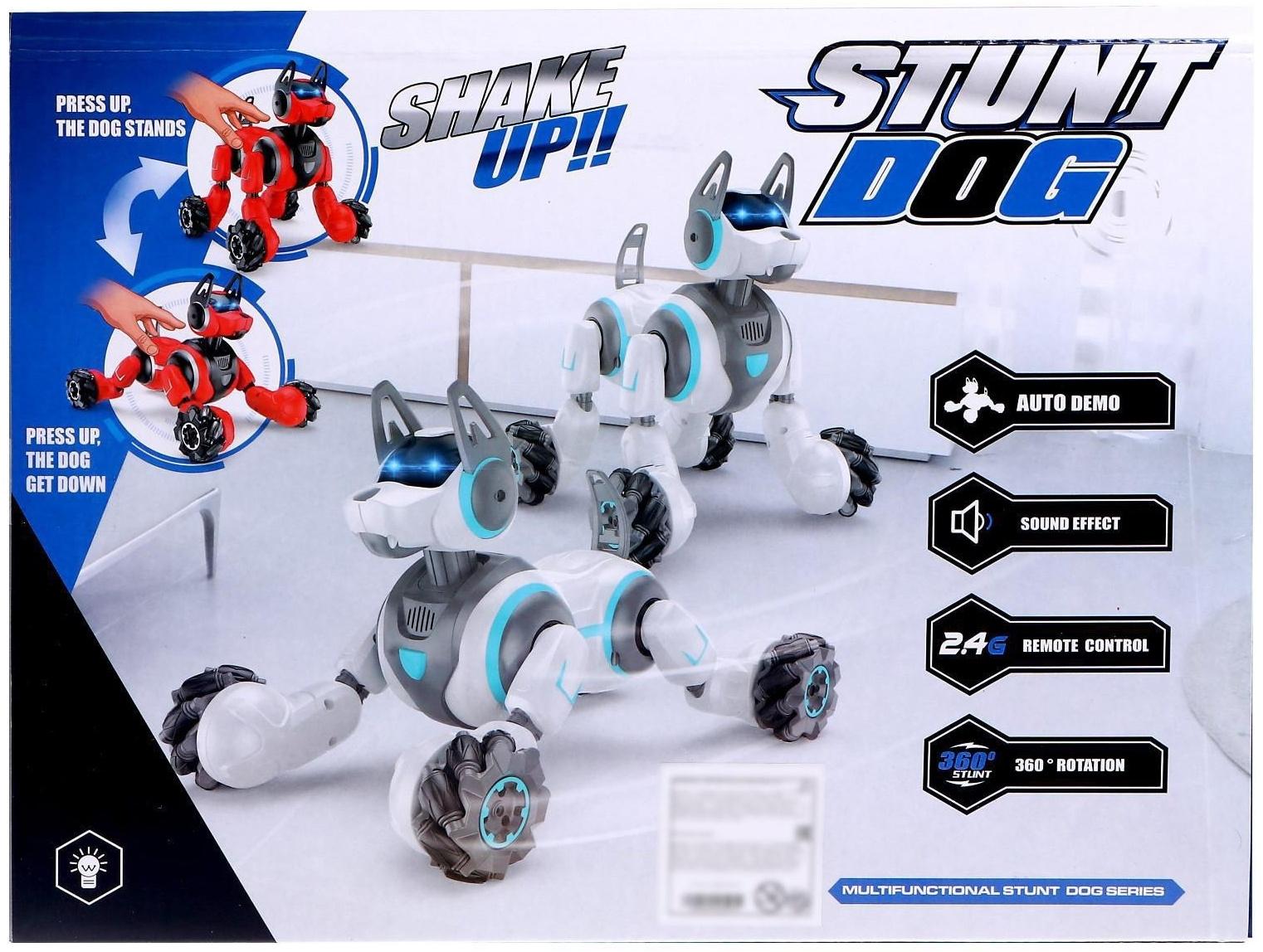 Робот собака Stunt, на пульте управления, интерактивный: звук, свет, на аккумуляторе, чёрный