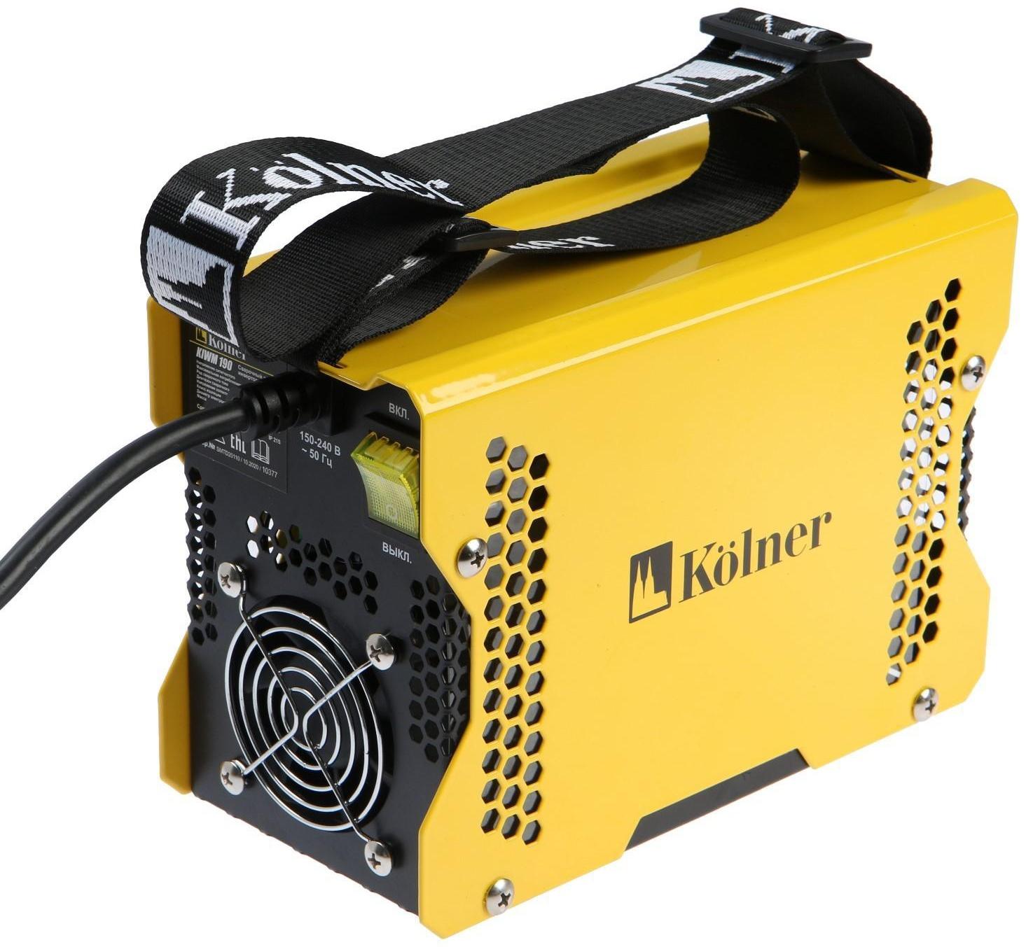 Сварочный аппарат инверторный Kolner KIWM 190, 190 А, 3.5 кВт, 20-190 А, d=1.6-3.2 мм