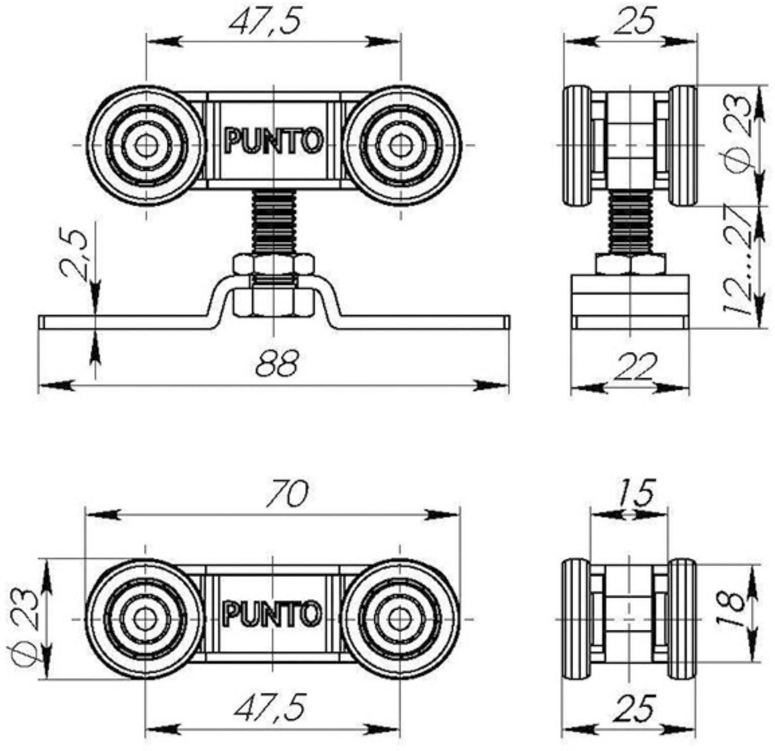 Комплект роликов для раздвижных дверей Soft LINE 45/4