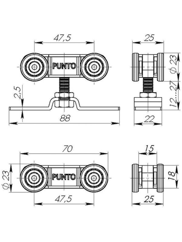 Комплект роликов для раздвижных дверей Soft LINE 45/4
