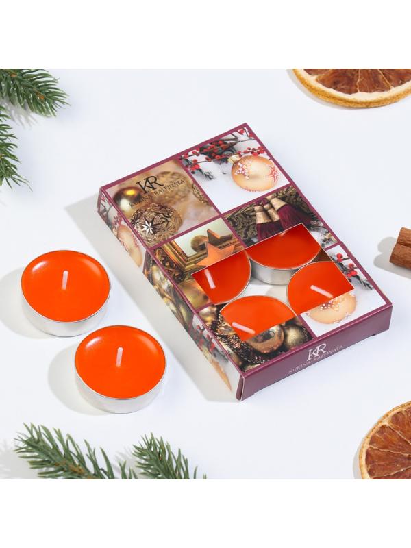 Набор чайных свечей ароматических, 6 шт, мандарин