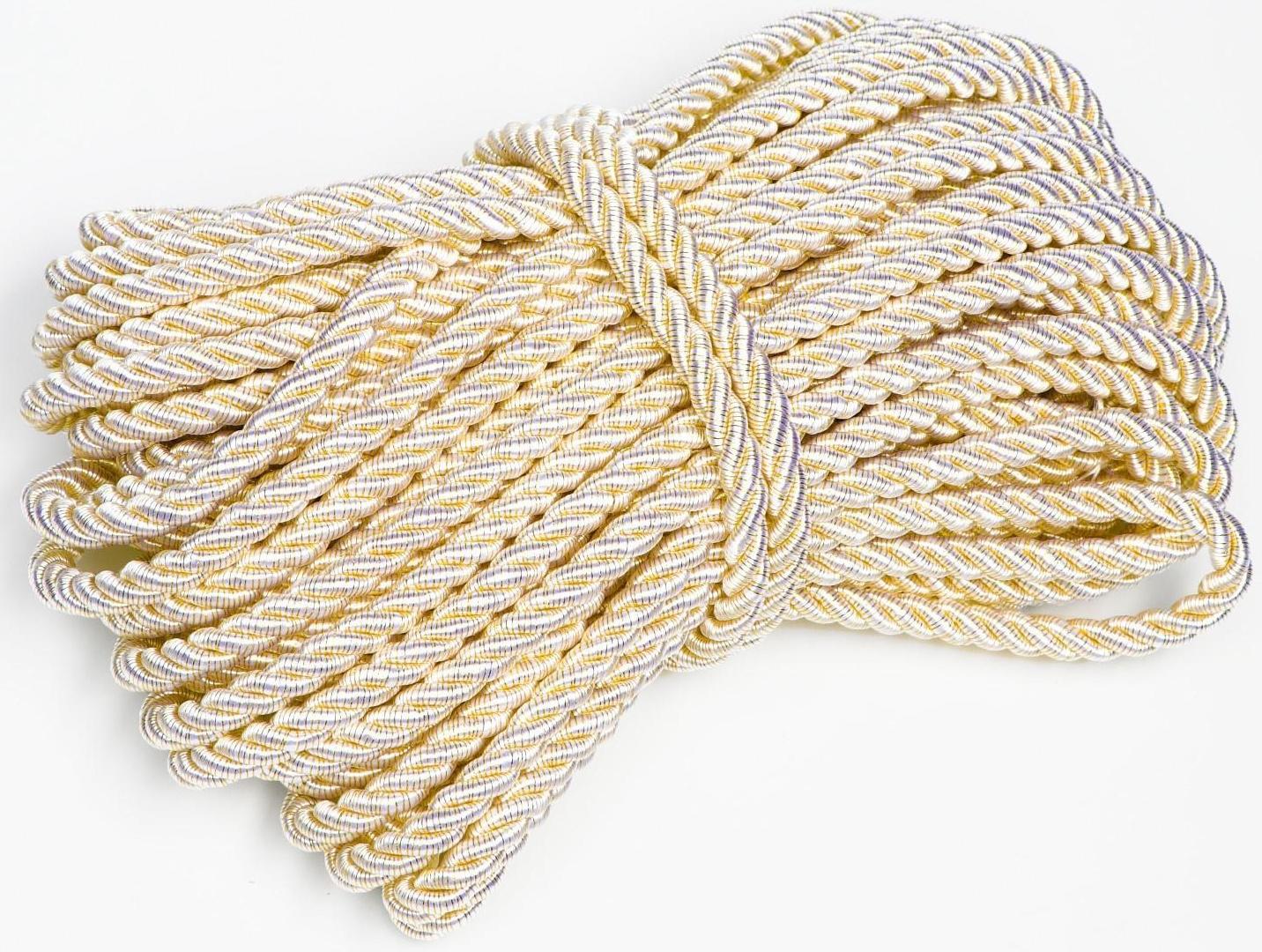 Шнур витой декоративный, без тесьмы, № 0,2, 12 мм, 25 м