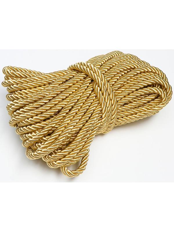 Шнур для декора и отделки, витой, декоративный, золотистый, без тесьмы, 12 мм х 25 м
