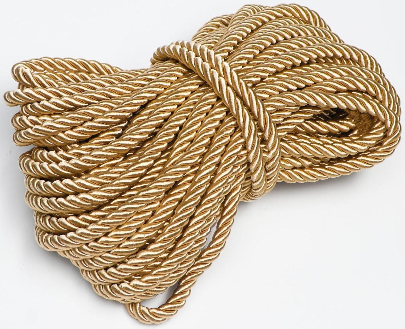 Шнур для декора и отделки, витой, декоративный, коричневый, без тесьмы, 12 мм х 25 м