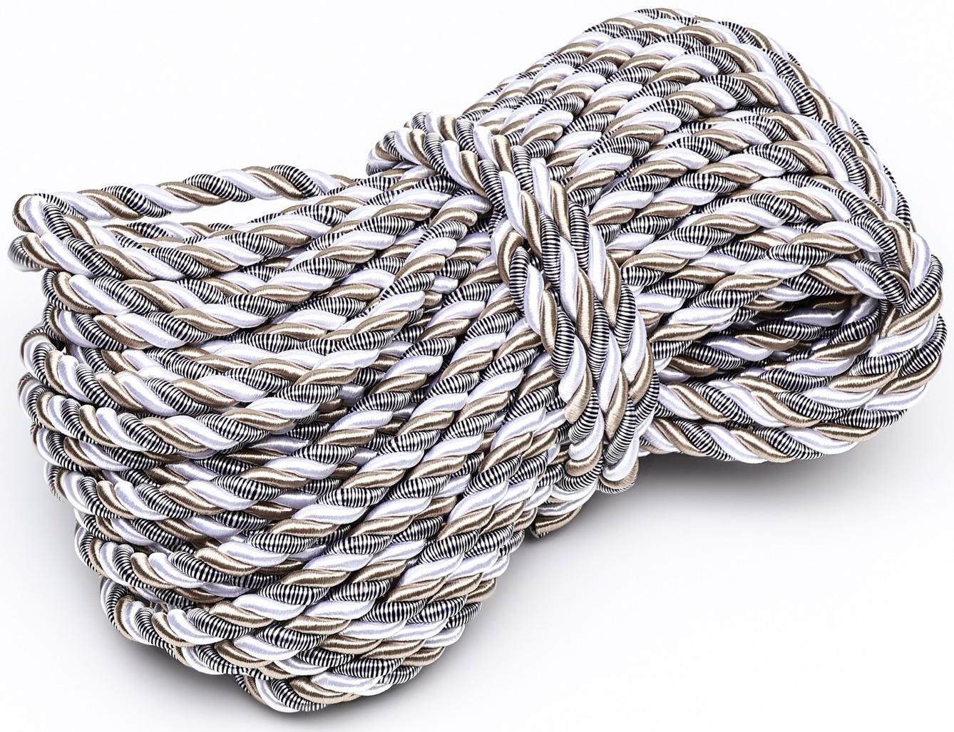 Шнур для отделки и декора, витой, декоративный, без тесьмы, разноцветный, 12 мм х 25 м