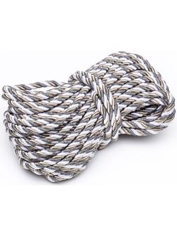 Шнур для отделки и декора, витой, декоративный, без тесьмы, разноцветный, 12 мм х 25 м