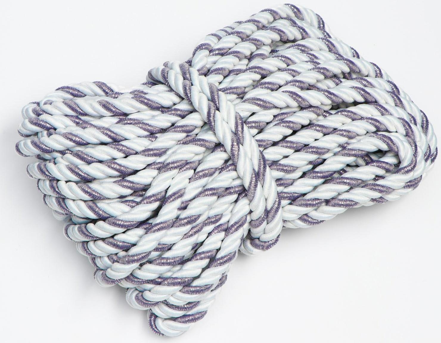 Шнур для декора и отделки, витой, декоративный, без тесьмы, разноцветный, 12 мм х 25 м