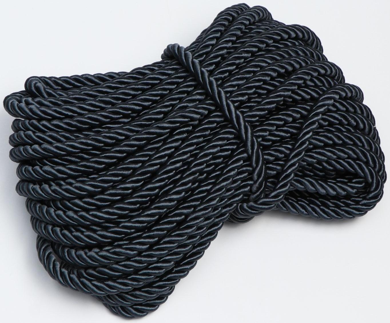 Шнур для отделки и декора, витой, декоративный, черный, без тесьмы, 12 мм х 25 м