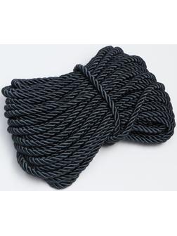 Шнур для отделки и декора, витой, декоративный, черный, без тесьмы, 12 мм х 25 м