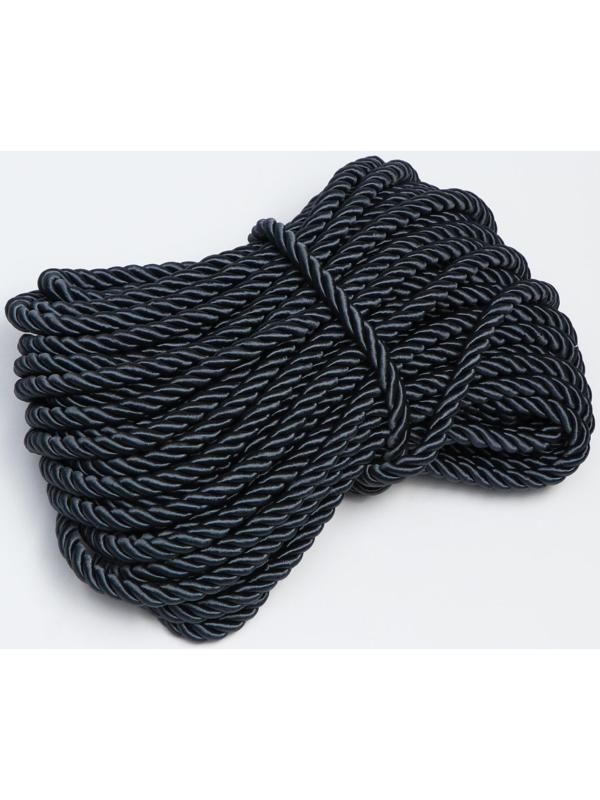 Шнур для отделки и декора, витой, декоративный, черный, без тесьмы, 12 мм х 25 м