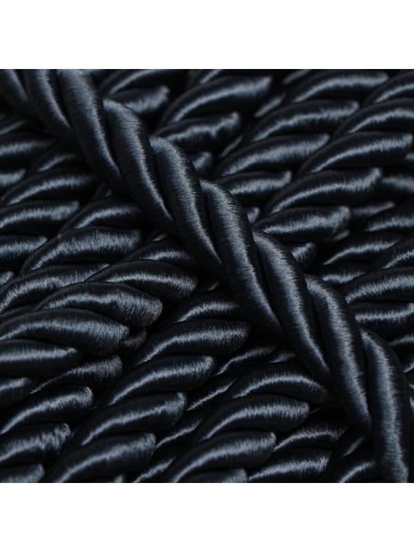 Шнур для отделки и декора, витой, декоративный, черный, без тесьмы, 12 мм х 25 м