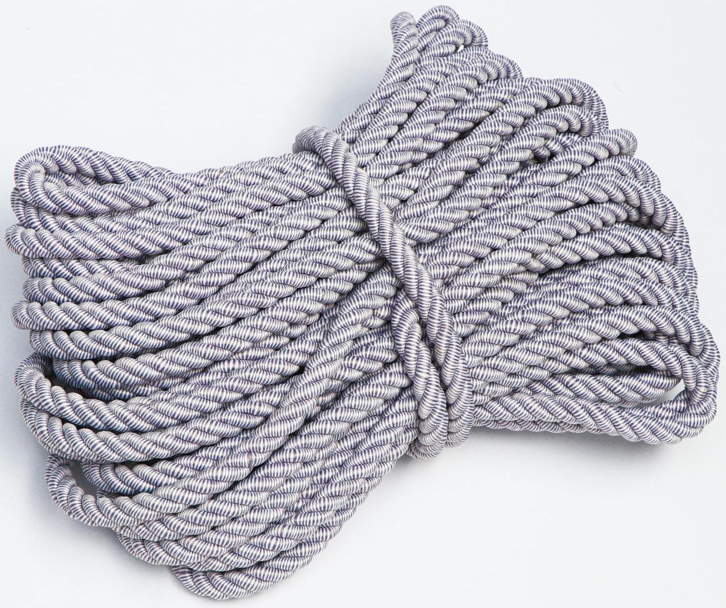 Шнур для декора и отделки, витой, серый, декоративный, без тесьмы, 12 мм х 25 м