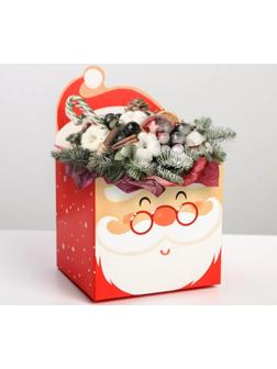 Коробка для мини-букетов «С новым годом», Дед Мороз, 12 х 17 х 10 см