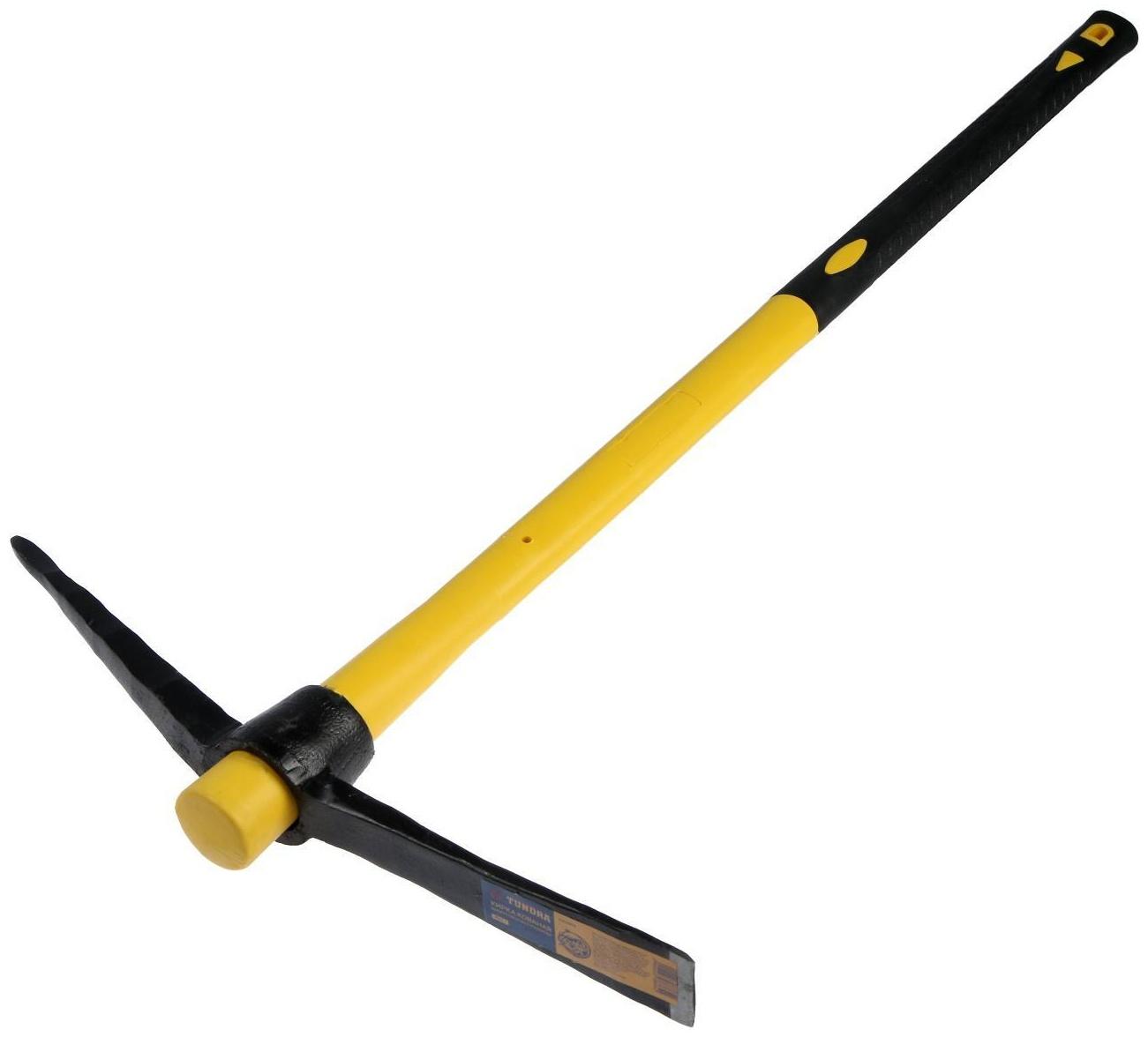 Кирка ТУНДРА, кованая, фиберглассовая рукоятка 900 мм, 1500 г