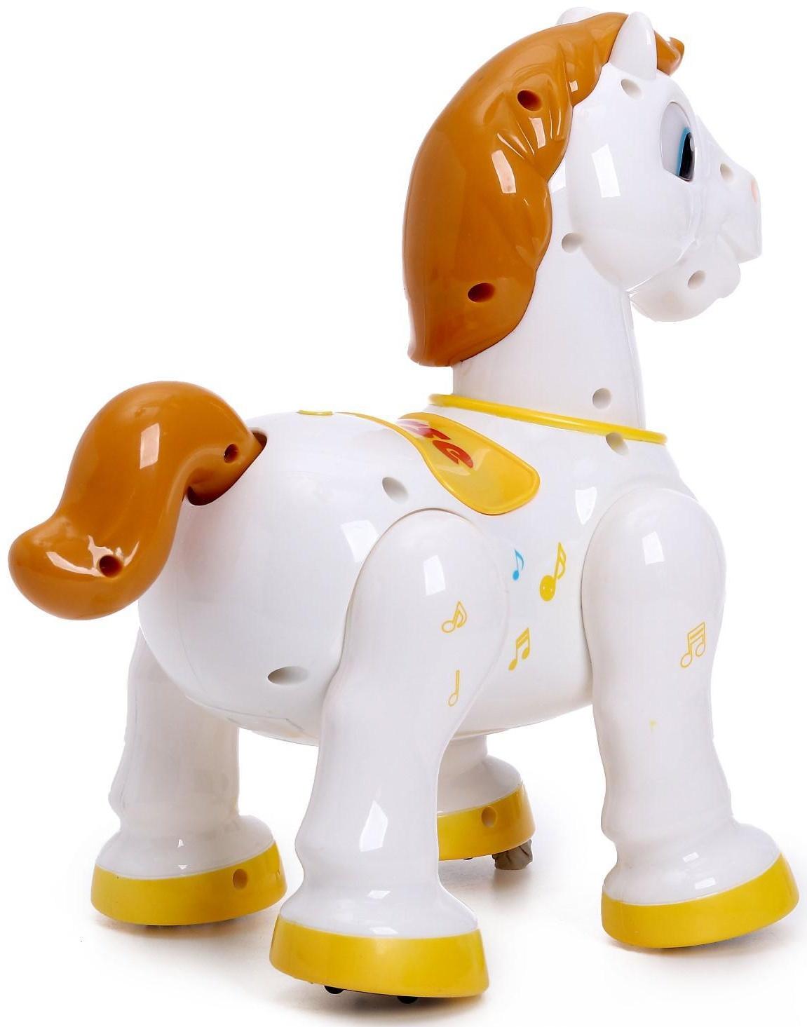 Робот лошадь «Умный питомец» ZHORYA, программируемый, на пульте управления, интерактивный: звук, свет, на батарейках, на русском языке