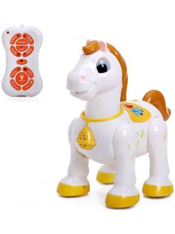 Робот лошадь «Умный питомец» ZHORYA, программируемый, на пульте управления, интерактивный: звук, свет, на батарейках, на русском языке