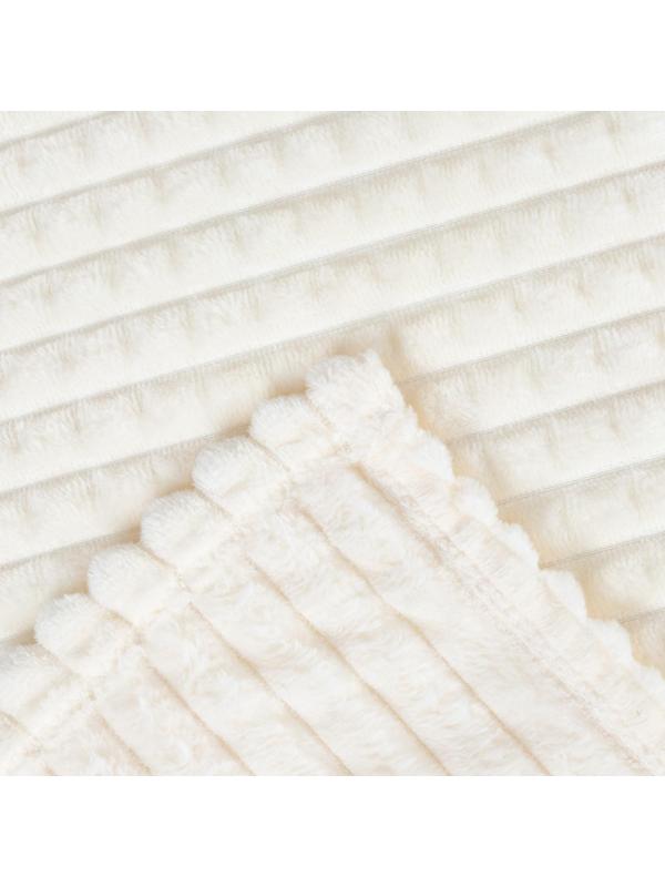 Плед Этель «Клетка» 180*200 см, цв.молочный, корал-флис, 240гр/м2, 100% полиэстер