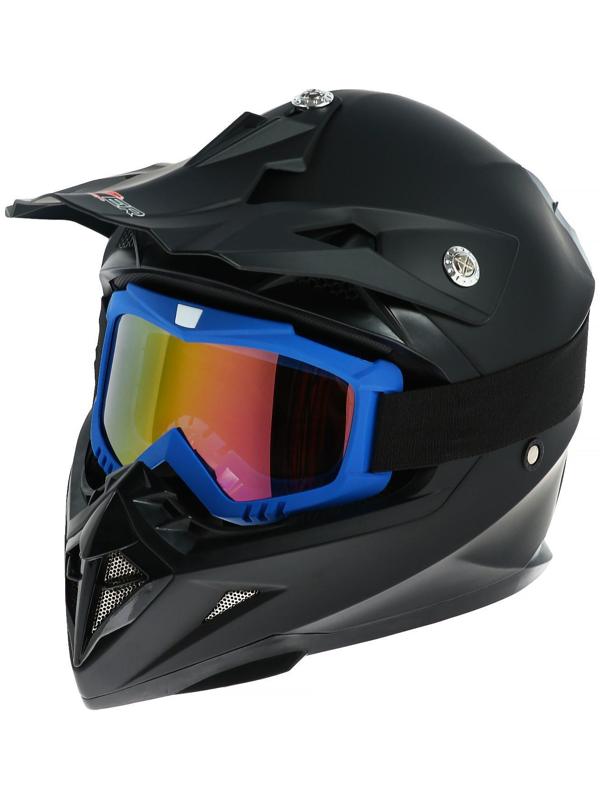 Очки-маска для езды на мототехнике, стекло золотой хром, цвет синий, ОМ-11