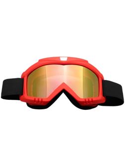 Очки-маска для езды на мототехнике, стекло золотой хром, цвет красный, ОМ-13