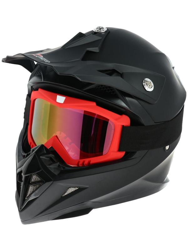 Очки-маска для езды на мототехнике, стекло золотой хром, цвет красный, ОМ-13