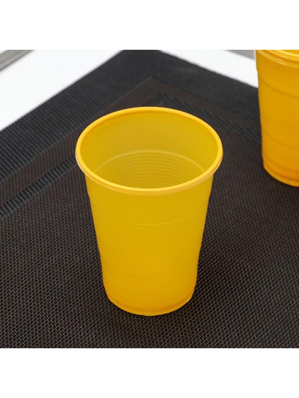 Стакан одноразовый «Мопс», 200 мл, цвет жёлтый