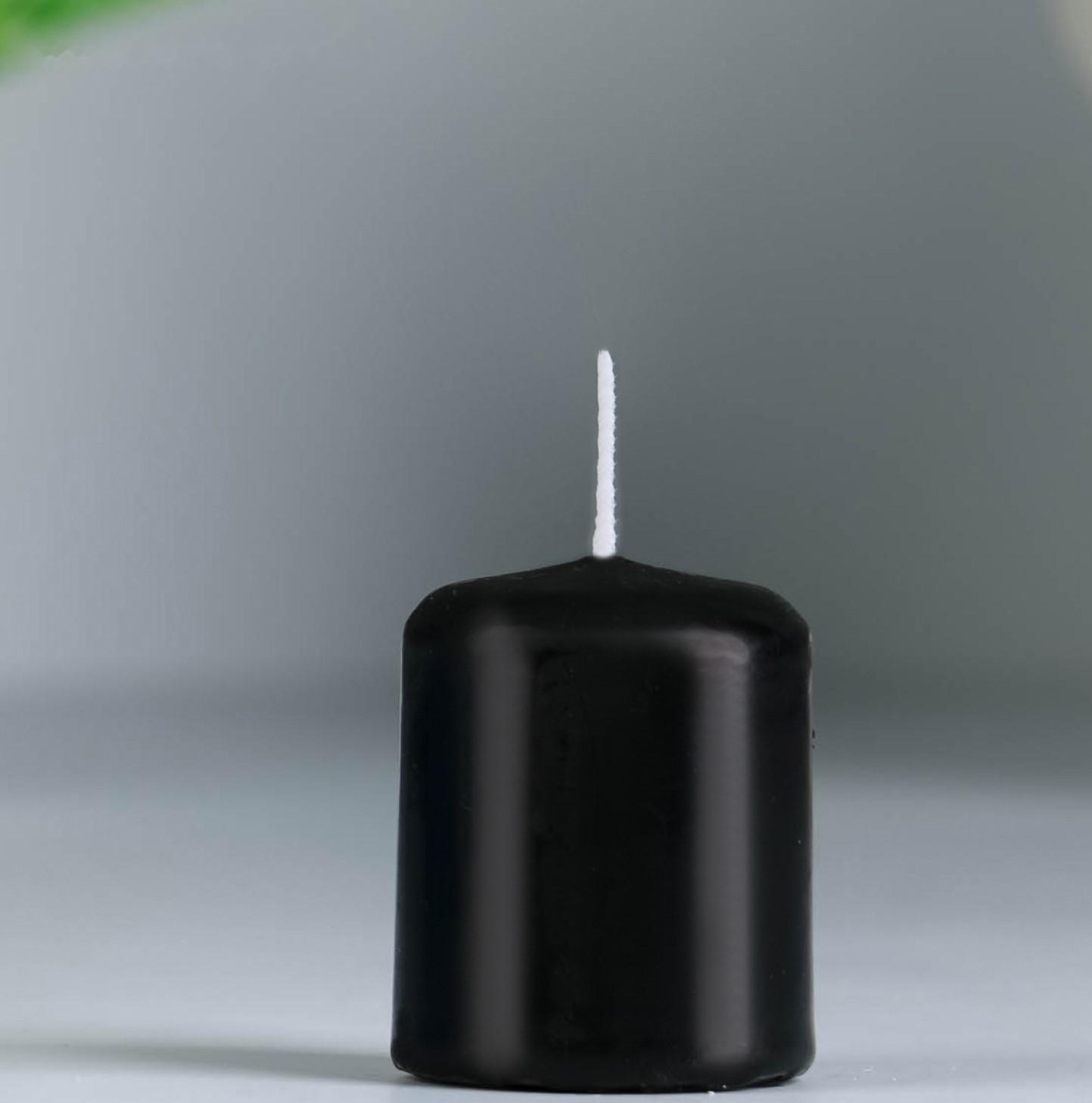 Набор свечей - цилиндров, 4х5см, набор 2 шт, разноцветная (белая, чёрная)
