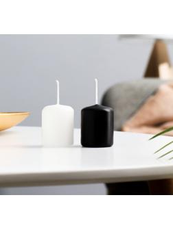 Набор свечей - цилиндров, 4х5см, набор 2 шт, разноцветная (белая, чёрная)