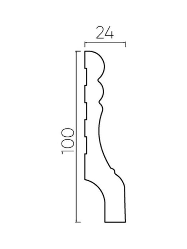 Плинтус пластиковый ударопрочный белый 100х23х2000мм