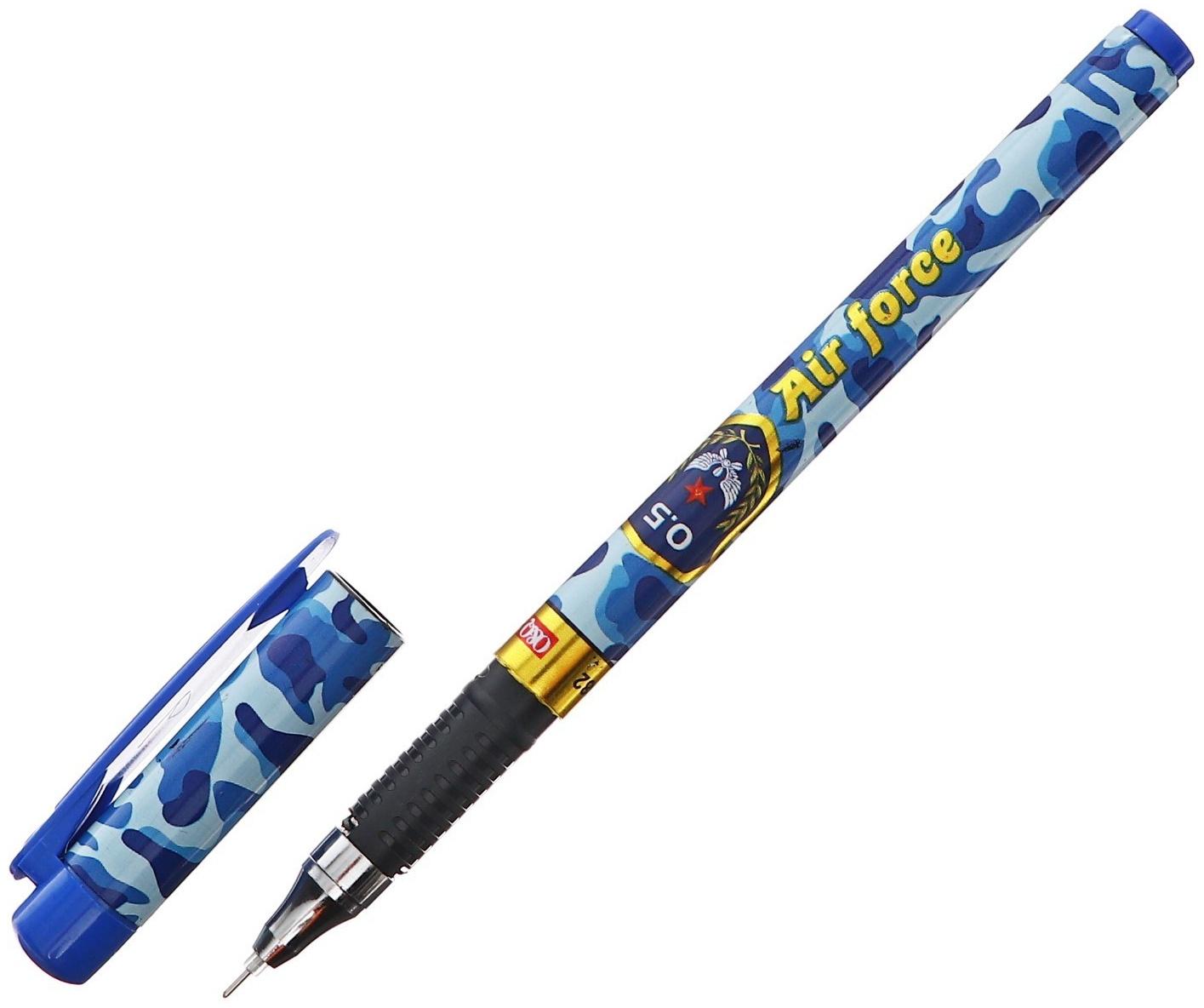 Ручка гелевая 0.5 мм, стержень чёрный, корпус с рисунком 