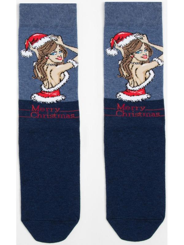 Носки мужские, цвет тёмно-синий меланж, размер 25-27