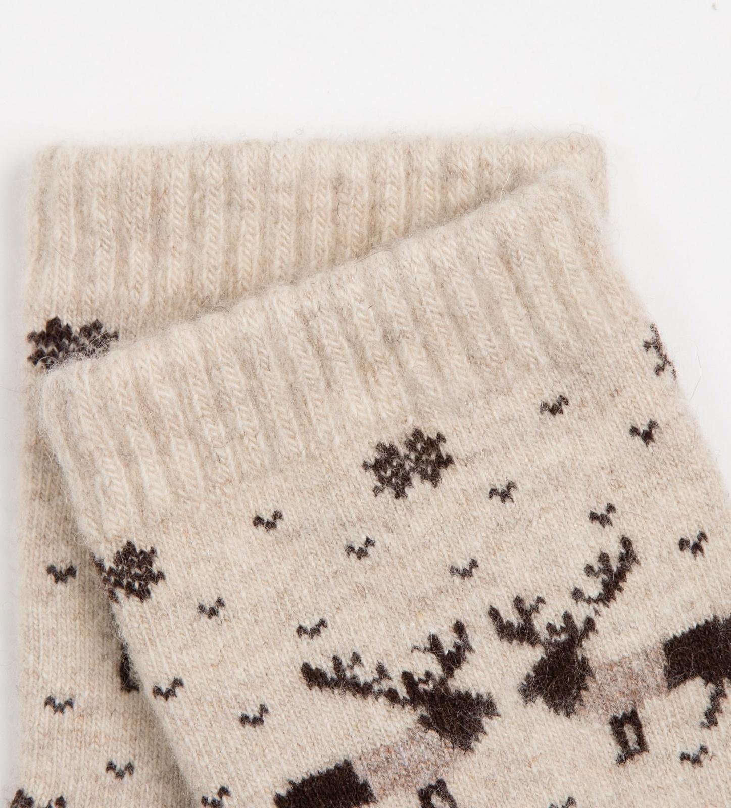 Носки мужские из монгольской шерсти, цвет шоколад/олени, размер 29 (43-45)