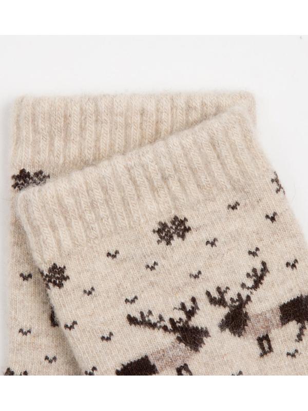 Носки мужские из монгольской шерсти, цвет шоколад/олени, размер 29 (43-45)