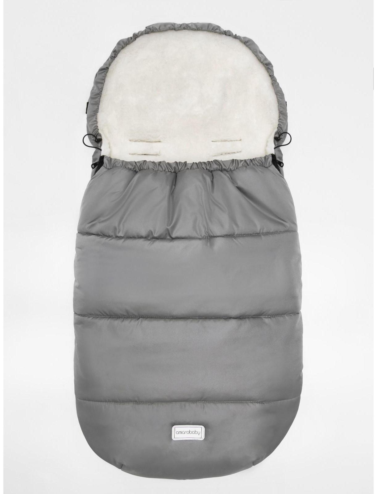 Конверт зимний меховой AmaroBaby Snowy Travel, цвет серый, 105 см