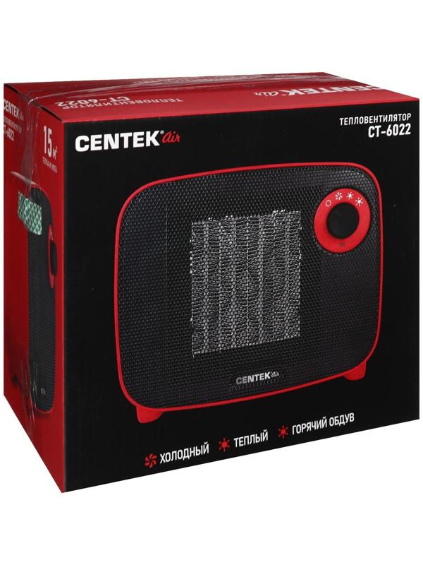 Тепловентилятор Centek CT-6022, керамический, настольный, 1500 Вт, 15 м², красный