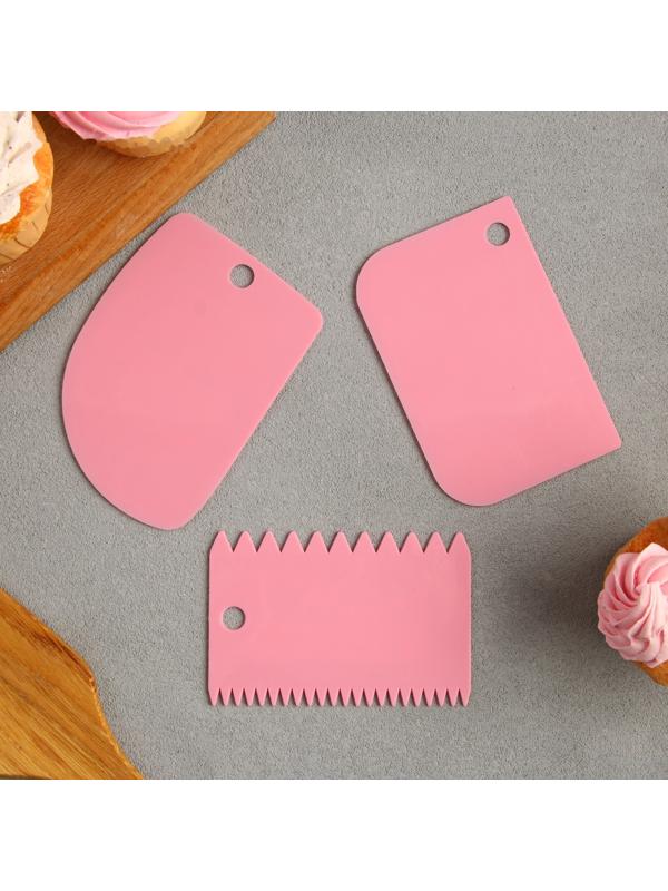 Набор кондитерских шпателей «Создаю праздник» 11.5×8 см, 11.2×6.5 см, 10×7 см, 3 шт