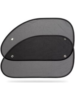 Шторки солнцезащитные на боковые стекла, сетчатый полиэстер, чёрные, 65х38 см, комплект 2 шт   74140