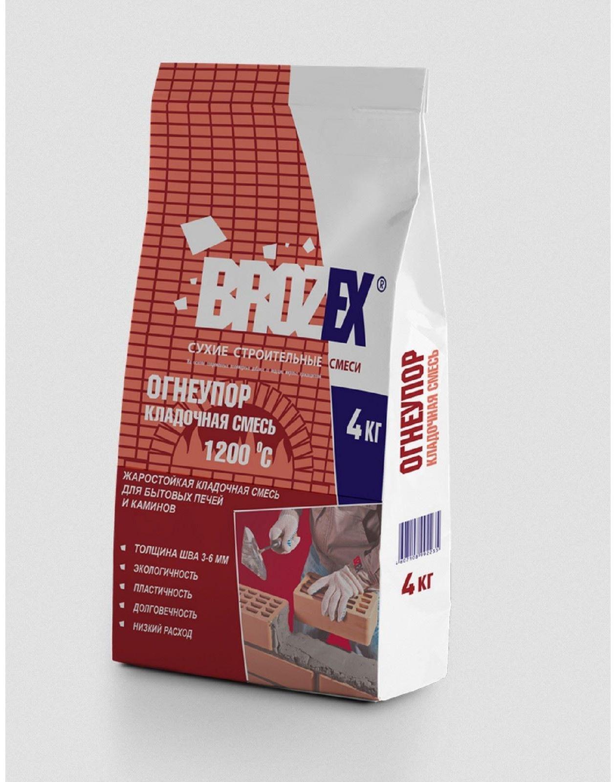 Смесь монтажная BROZEX Огнеупор  4,0 кг