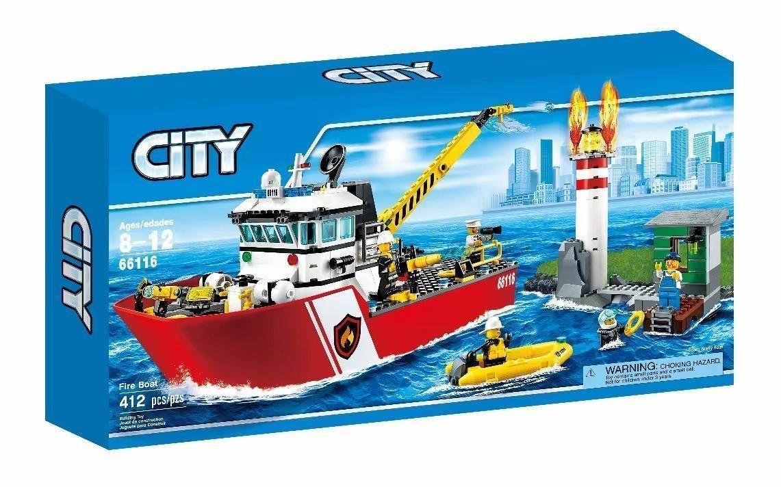 Конструктор 66116 Lepin Сити Пожарный катер 412дет.