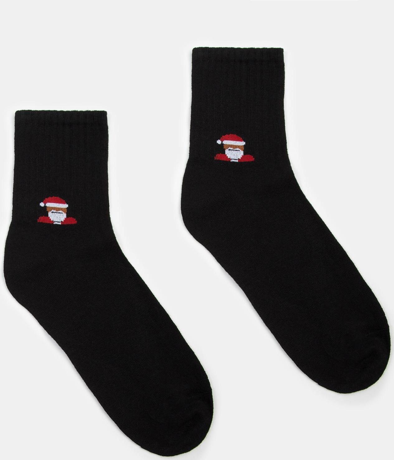 Носки новогодние мужские MINAKU «Дед Мороз», цвет чёрный, размер 40-41 (27 см)