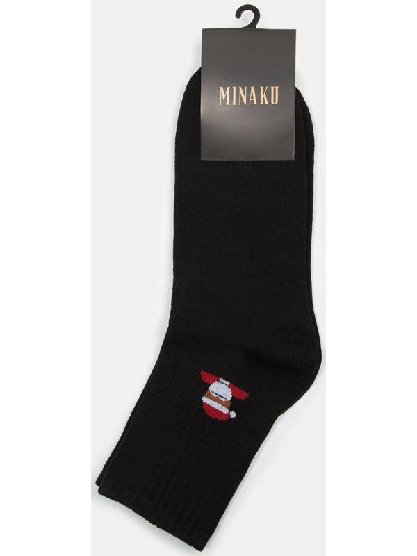 Носки новогодние мужские MINAKU «Дед Мороз», цвет чёрный, размер 40-41 (27 см)