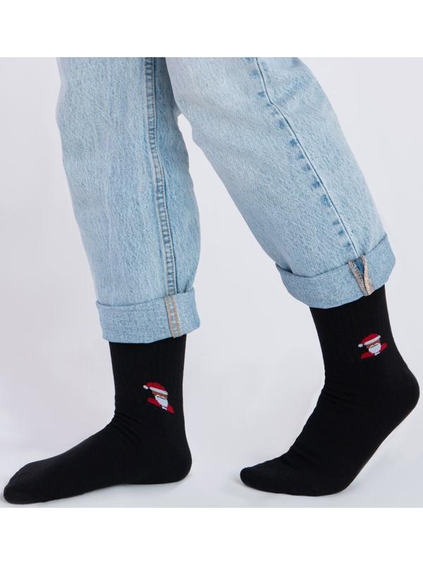 Носки новогодние мужские MINAKU «Дед Мороз», цвет чёрный, размер 40-41 (27 см)