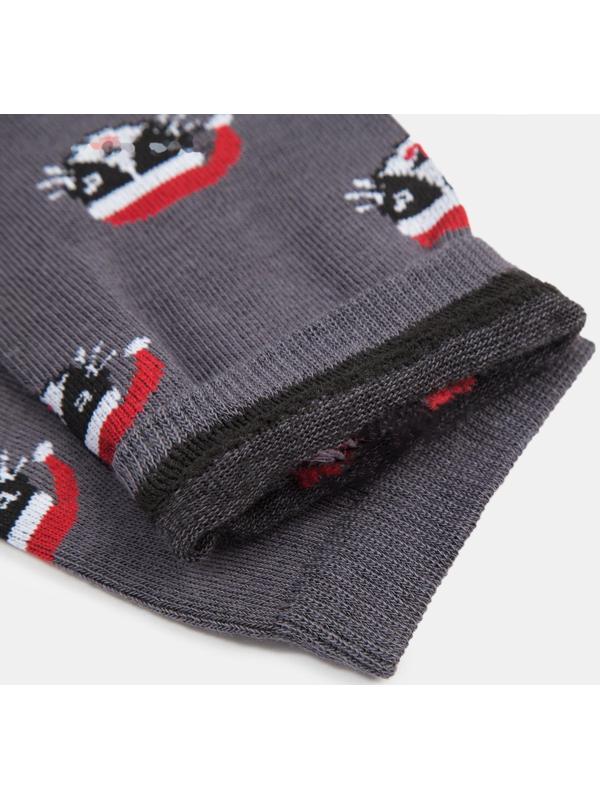 Носки новогодние мужские MINAKU «С Новым Годом, кот», цвет серый, размер 40-41 (27 см)